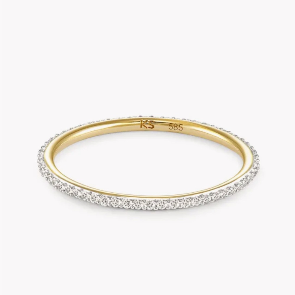 🌸KENDRA SCOTT ANGELINA BAND RING - 14K WHITE GOLD/WHITE DIAMONDS - SIZE 6